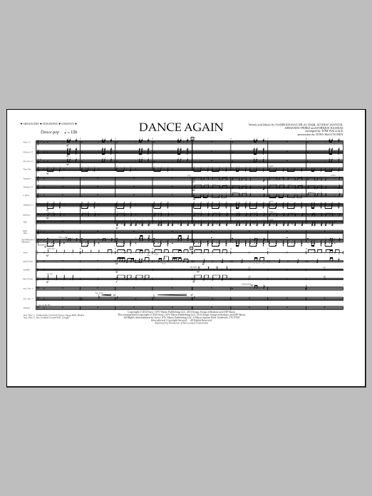Tom Wallace Dance Again - Full Score Sheet Music Notes & Chords for Marching Band - Download or Print PDF