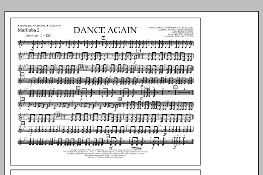 Tom Wallace Dance Again - Marimba 2 Sheet Music Notes & Chords for Marching Band - Download or Print PDF