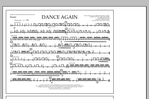 Tom Wallace Dance Again - Snare Sheet Music Notes & Chords for Marching Band - Download or Print PDF