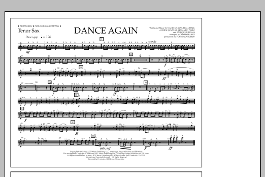 Tom Wallace Dance Again - Tenor Sax Sheet Music Notes & Chords for Marching Band - Download or Print PDF