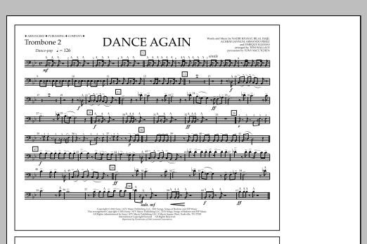 Tom Wallace Dance Again - Trombone 2 Sheet Music Notes & Chords for Marching Band - Download or Print PDF