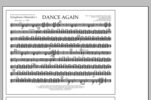 Tom Wallace Dance Again - Xylophone/Marimba 1 Sheet Music Notes & Chords for Marching Band - Download or Print PDF