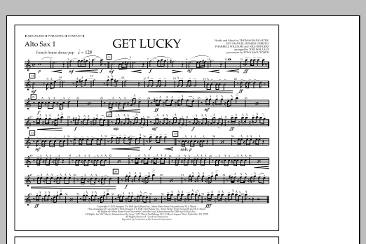 Tom Wallace Get Lucky - Alto Sax 1 Sheet Music Notes & Chords for Marching Band - Download or Print PDF