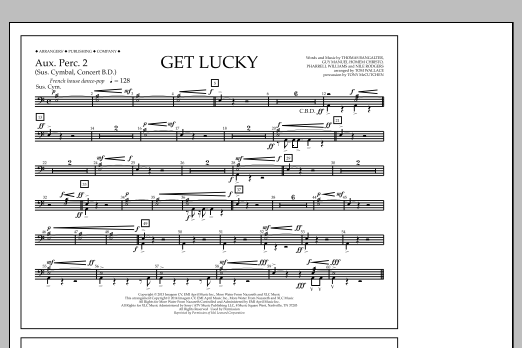 Tom Wallace Get Lucky - Aux. Perc. 2 Sheet Music Notes & Chords for Marching Band - Download or Print PDF