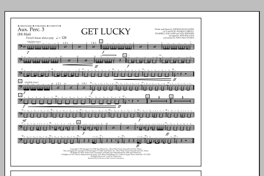 Tom Wallace Get Lucky - Aux. Perc. 3 Sheet Music Notes & Chords for Marching Band - Download or Print PDF
