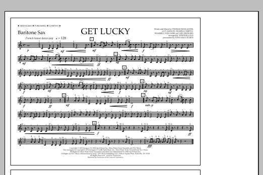 Tom Wallace Get Lucky - Baritone Sax Sheet Music Notes & Chords for Marching Band - Download or Print PDF