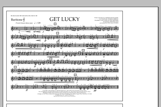 Tom Wallace Get Lucky - Baritone T.C. Sheet Music Notes & Chords for Marching Band - Download or Print PDF