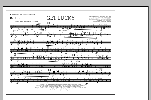 Tom Wallace Get Lucky - Bb Horn Sheet Music Notes & Chords for Marching Band - Download or Print PDF