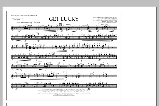Tom Wallace Get Lucky - Clarinet 1 Sheet Music Notes & Chords for Marching Band - Download or Print PDF