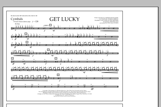 Tom Wallace Get Lucky - Cymbals Sheet Music Notes & Chords for Marching Band - Download or Print PDF