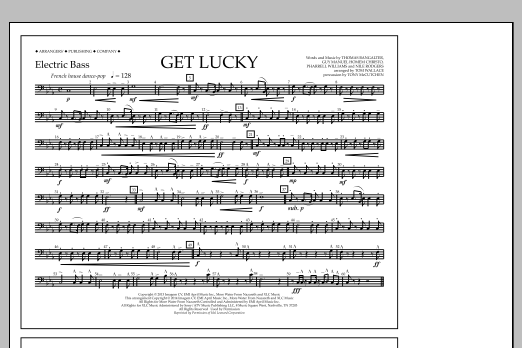 Tom Wallace Get Lucky - Electric Bass Sheet Music Notes & Chords for Marching Band - Download or Print PDF