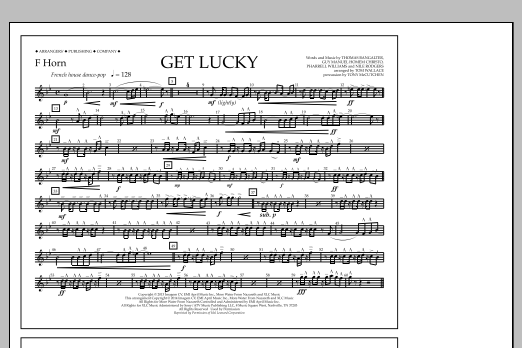 Tom Wallace Get Lucky - F Horn Sheet Music Notes & Chords for Marching Band - Download or Print PDF