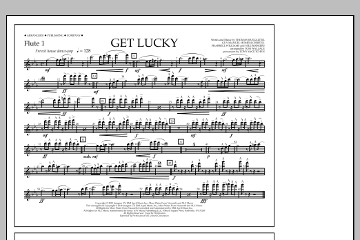 Tom Wallace Get Lucky - Flute 1 Sheet Music Notes & Chords for Marching Band - Download or Print PDF