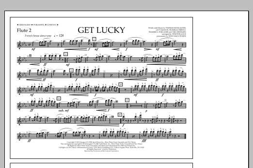 Tom Wallace Get Lucky - Flute 2 Sheet Music Notes & Chords for Marching Band - Download or Print PDF
