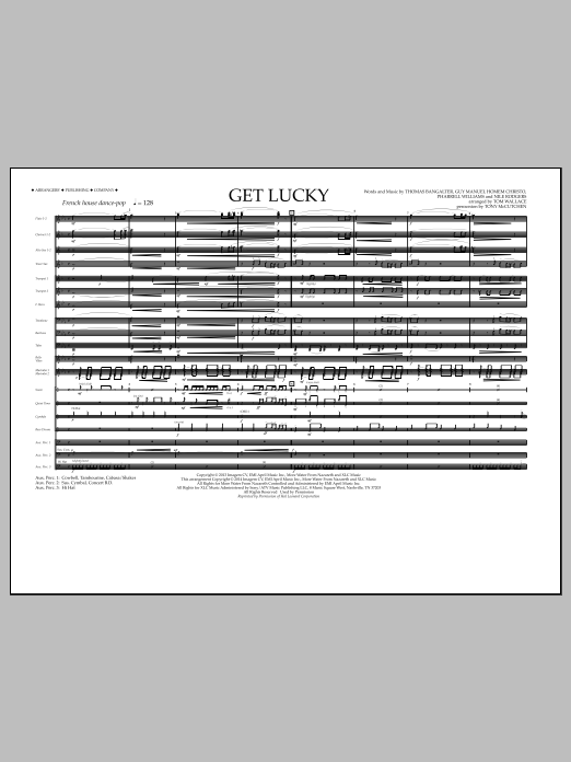 Tom Wallace Get Lucky - Full Score Sheet Music Notes & Chords for Marching Band - Download or Print PDF
