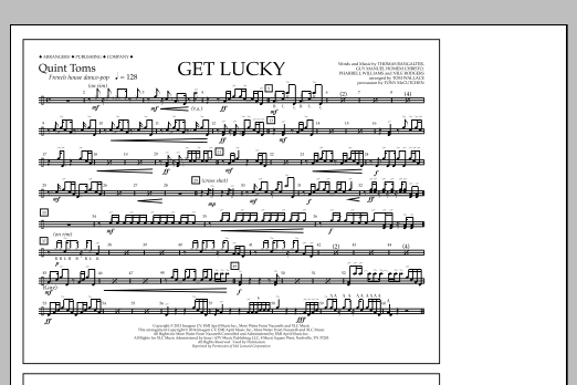 Tom Wallace Get Lucky - Quint-Toms Sheet Music Notes & Chords for Marching Band - Download or Print PDF