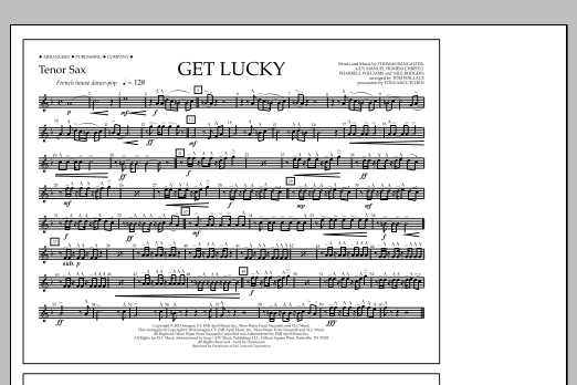 Tom Wallace Get Lucky - Tenor Sax Sheet Music Notes & Chords for Marching Band - Download or Print PDF