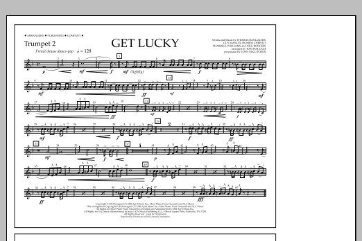 Tom Wallace Get Lucky - Trumpet 2 Sheet Music Notes & Chords for Marching Band - Download or Print PDF