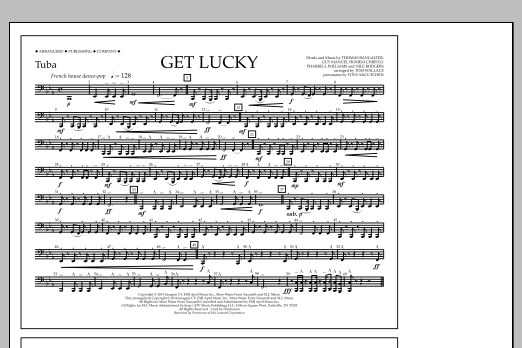 Tom Wallace Get Lucky - Tuba Sheet Music Notes & Chords for Marching Band - Download or Print PDF