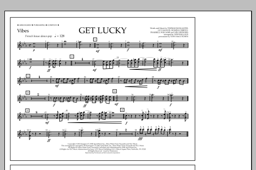 Tom Wallace Get Lucky - Vibes Sheet Music Notes & Chords for Marching Band - Download or Print PDF