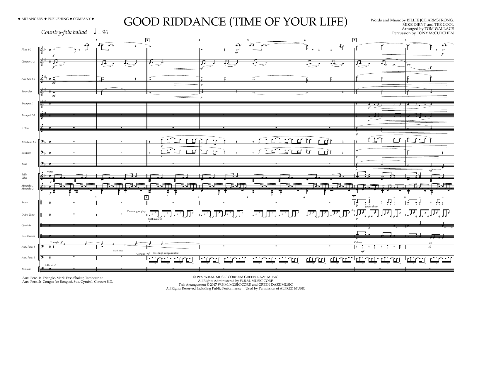 Tom Wallace Good Riddance (Time of Your Life) - Full Score Sheet Music Notes & Chords for Marching Band - Download or Print PDF