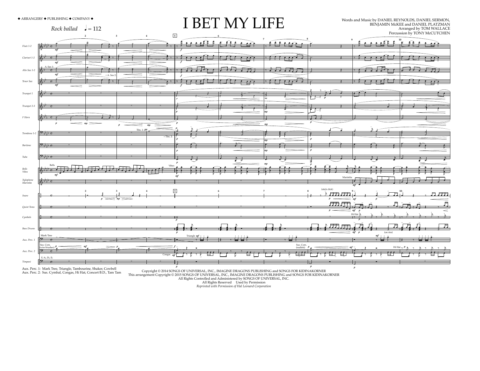 Tom Wallace I Bet My Life - Full Score Sheet Music Notes & Chords for Marching Band - Download or Print PDF