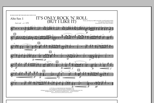 Tom Wallace It's Only Rock 'n' Roll (But I Like It) - Alto Sax 1 Sheet Music Notes & Chords for Marching Band - Download or Print PDF