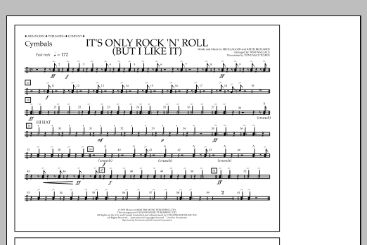 Tom Wallace It's Only Rock 'n' Roll (But I Like It) - Cymbals Sheet Music Notes & Chords for Marching Band - Download or Print PDF