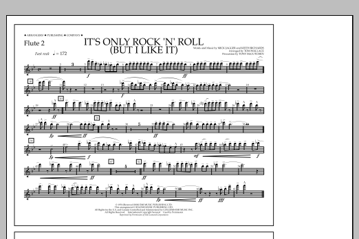 Tom Wallace It's Only Rock 'n' Roll (But I Like It) - Flute 2 Sheet Music Notes & Chords for Marching Band - Download or Print PDF