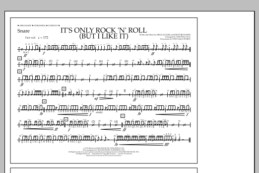 Tom Wallace It's Only Rock 'n' Roll (But I Like It) - Snare Sheet Music Notes & Chords for Marching Band - Download or Print PDF