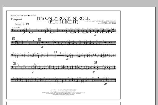 Tom Wallace It's Only Rock 'n' Roll (But I Like It) - Timpani Sheet Music Notes & Chords for Marching Band - Download or Print PDF