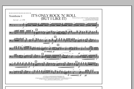 Tom Wallace It's Only Rock 'n' Roll (But I Like It) - Trombone 1 Sheet Music Notes & Chords for Marching Band - Download or Print PDF