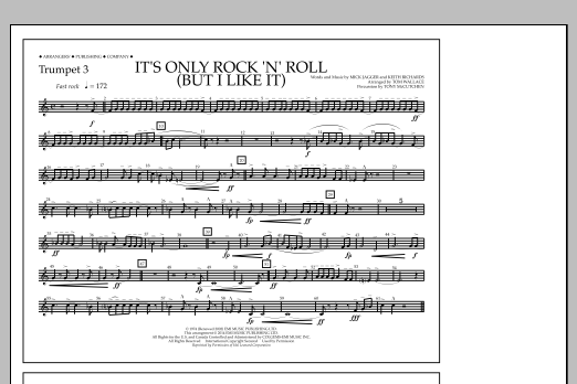Tom Wallace It's Only Rock 'n' Roll (But I Like It) - Trumpet 3 Sheet Music Notes & Chords for Marching Band - Download or Print PDF
