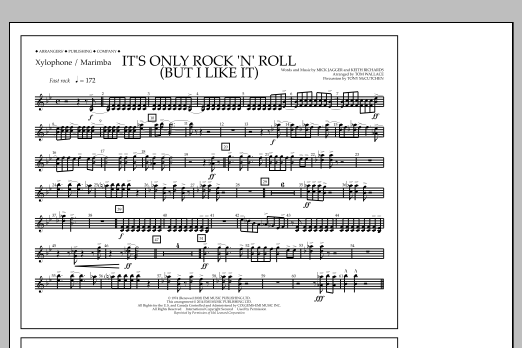 Tom Wallace It's Only Rock 'n' Roll (But I Like It) - Xylophone/Marimba Sheet Music Notes & Chords for Marching Band - Download or Print PDF