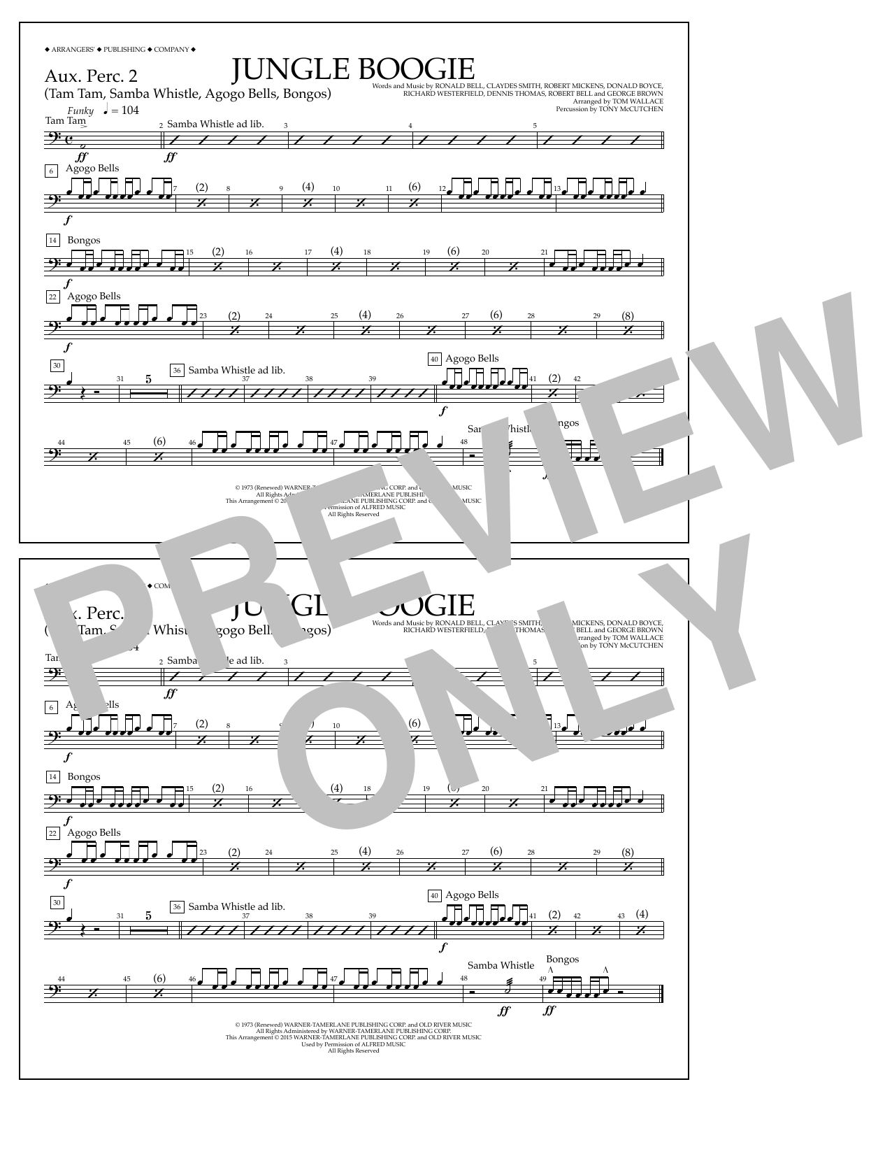 Tom Wallace Jungle Boogie - Aux. Perc. 2 Sheet Music Notes & Chords for Marching Band - Download or Print PDF