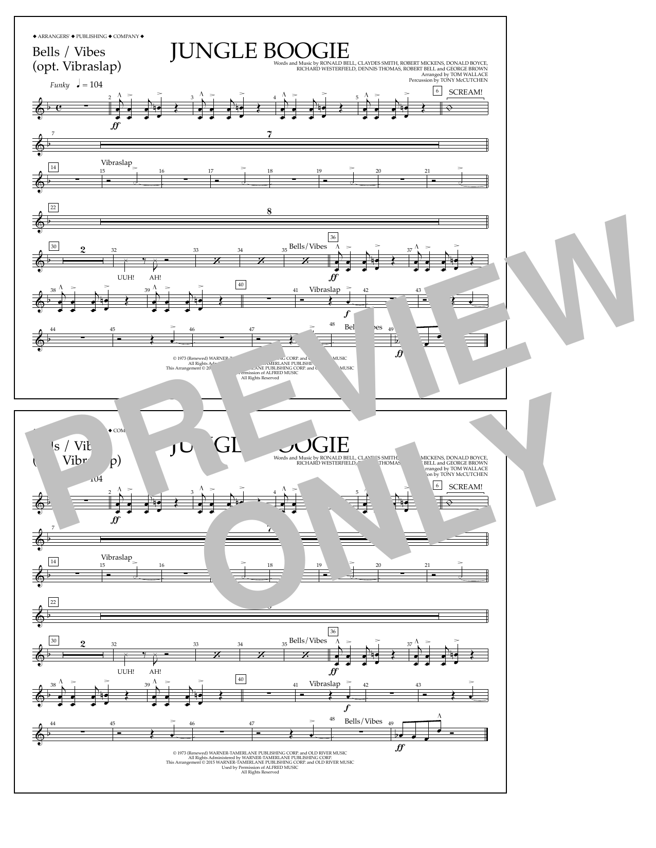 Tom Wallace Jungle Boogie - Bells/Vibes Sheet Music Notes & Chords for Marching Band - Download or Print PDF