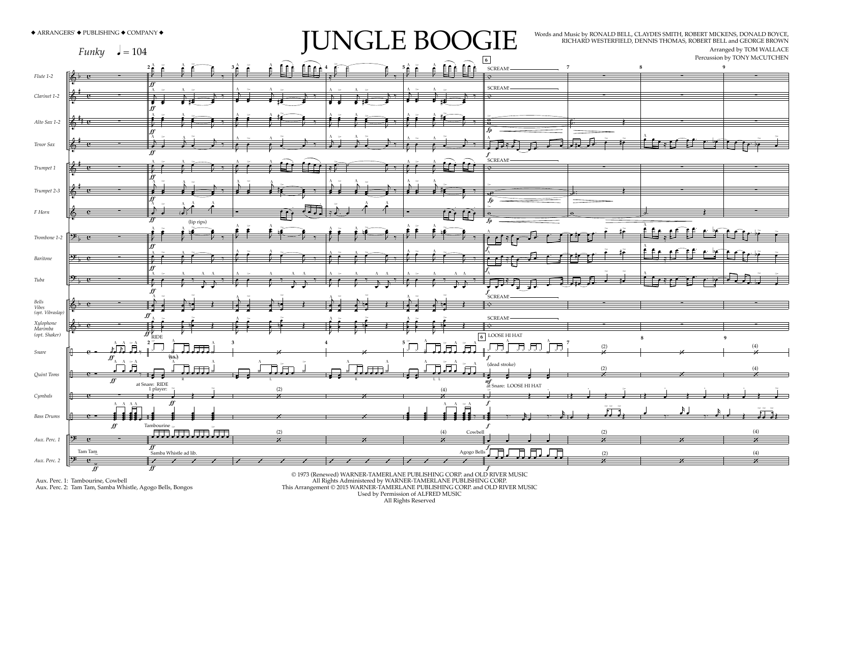 Tom Wallace Jungle Boogie - Full Score Sheet Music Notes & Chords for Marching Band - Download or Print PDF