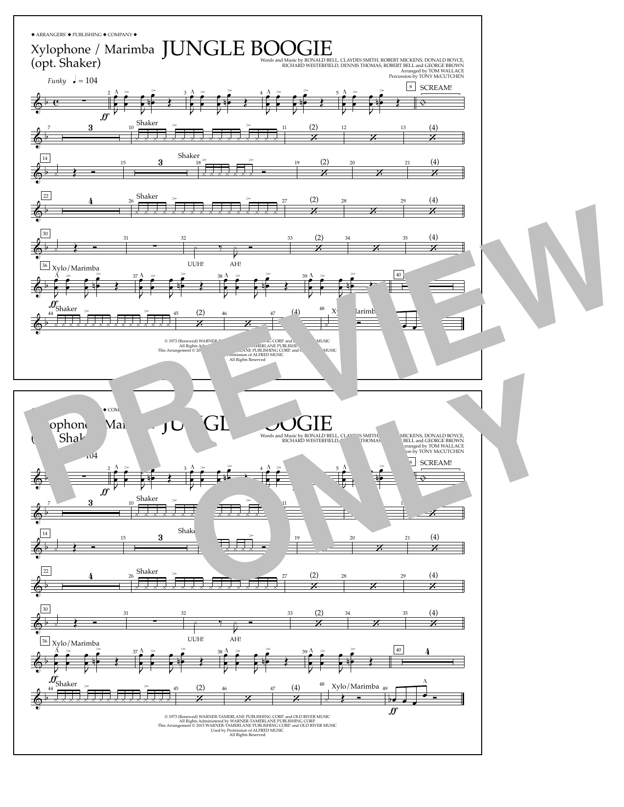Tom Wallace Jungle Boogie - Xylophone/Marimba Sheet Music Notes & Chords for Marching Band - Download or Print PDF