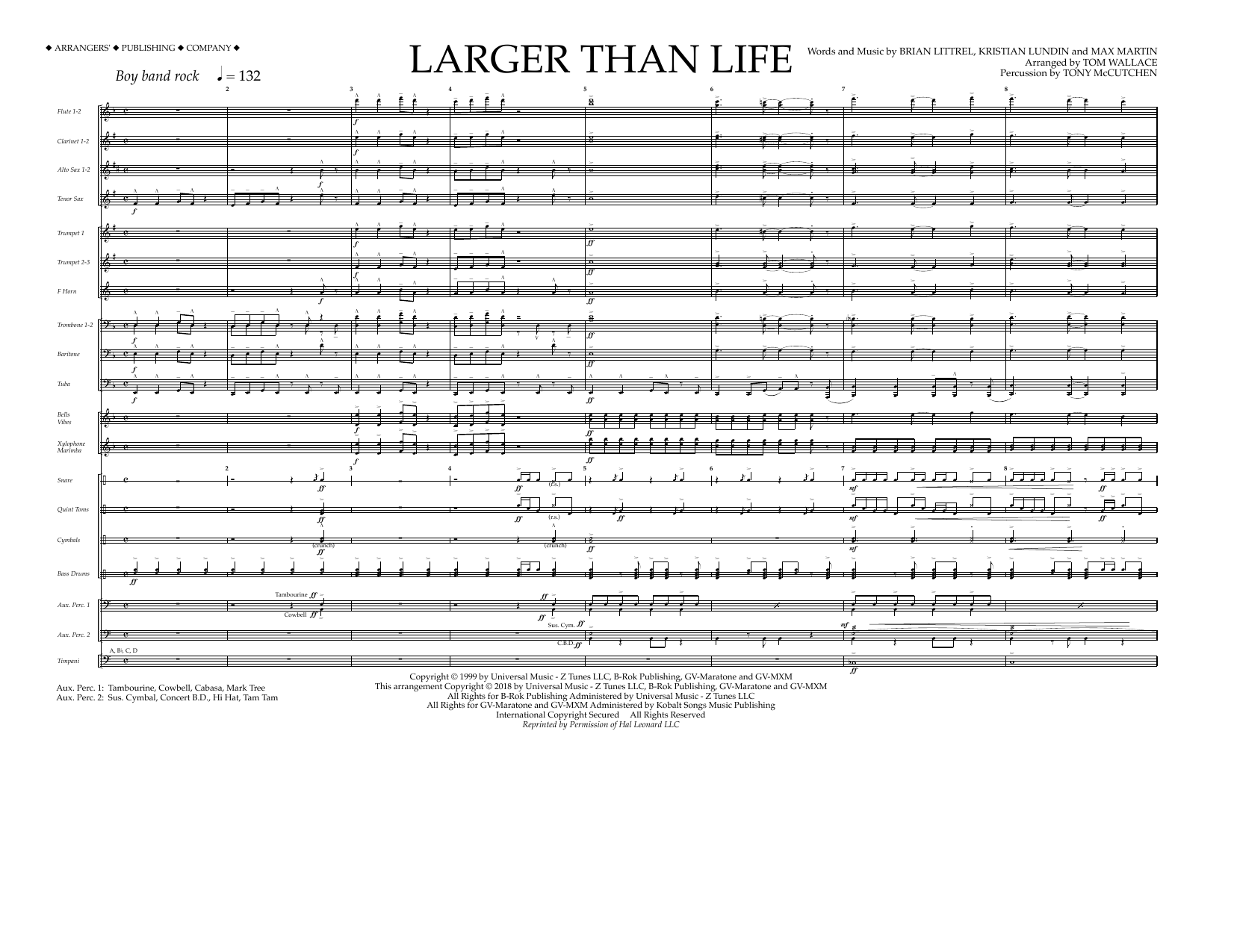 Tom Wallace Larger Than Life - Full Score Sheet Music Notes & Chords for Marching Band - Download or Print PDF