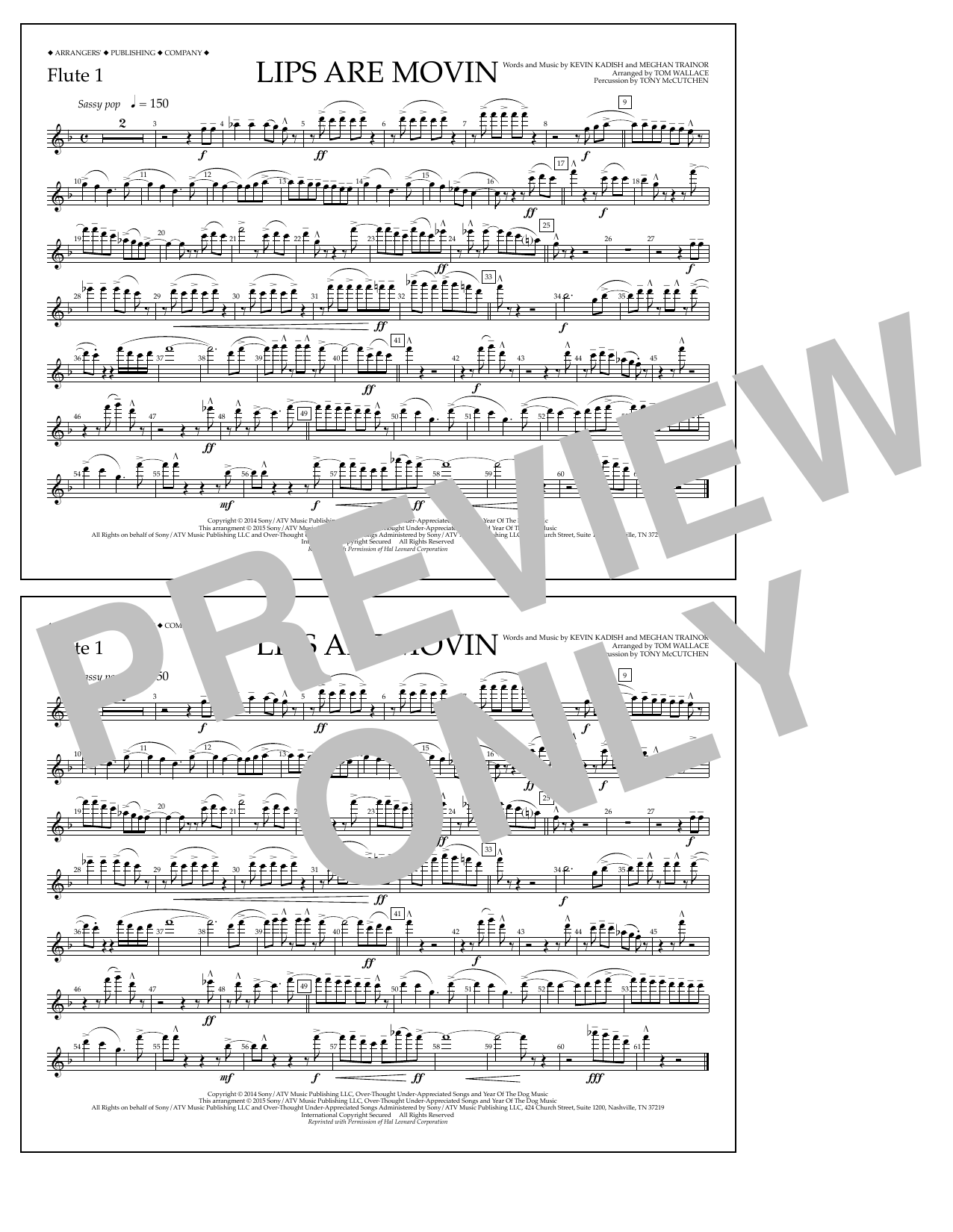 Tom Wallace Lips Are Movin - Flute 1 Sheet Music Notes & Chords for Marching Band - Download or Print PDF