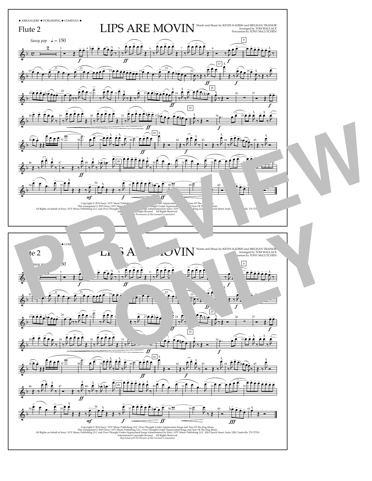 Tom Wallace Lips Are Movin - Flute 2 Sheet Music Notes & Chords for Marching Band - Download or Print PDF