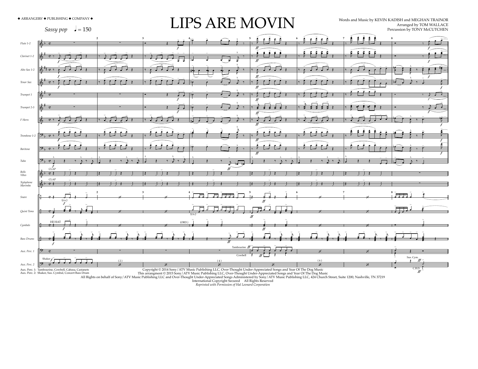 Tom Wallace Lips Are Movin - Full Score Sheet Music Notes & Chords for Marching Band - Download or Print PDF