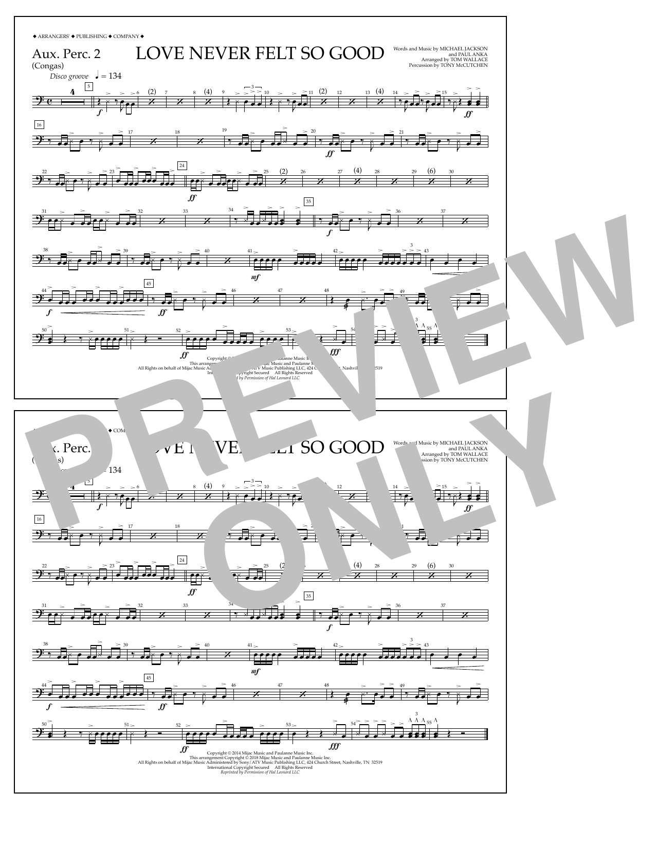 Tom Wallace Love Never Felt So Good - Aux. Perc. 2 Sheet Music Notes & Chords for Marching Band - Download or Print PDF