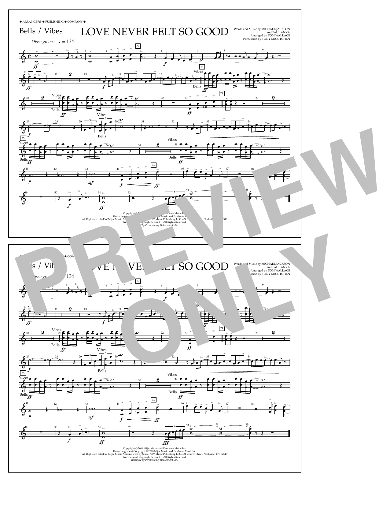 Tom Wallace Love Never Felt So Good - Bells/Vibes Sheet Music Notes & Chords for Marching Band - Download or Print PDF Tom Wallace Love Never Felt So Good - Bells/Vibes Sheet Music Notes & Chords for Marching Band - Download or Print PDF