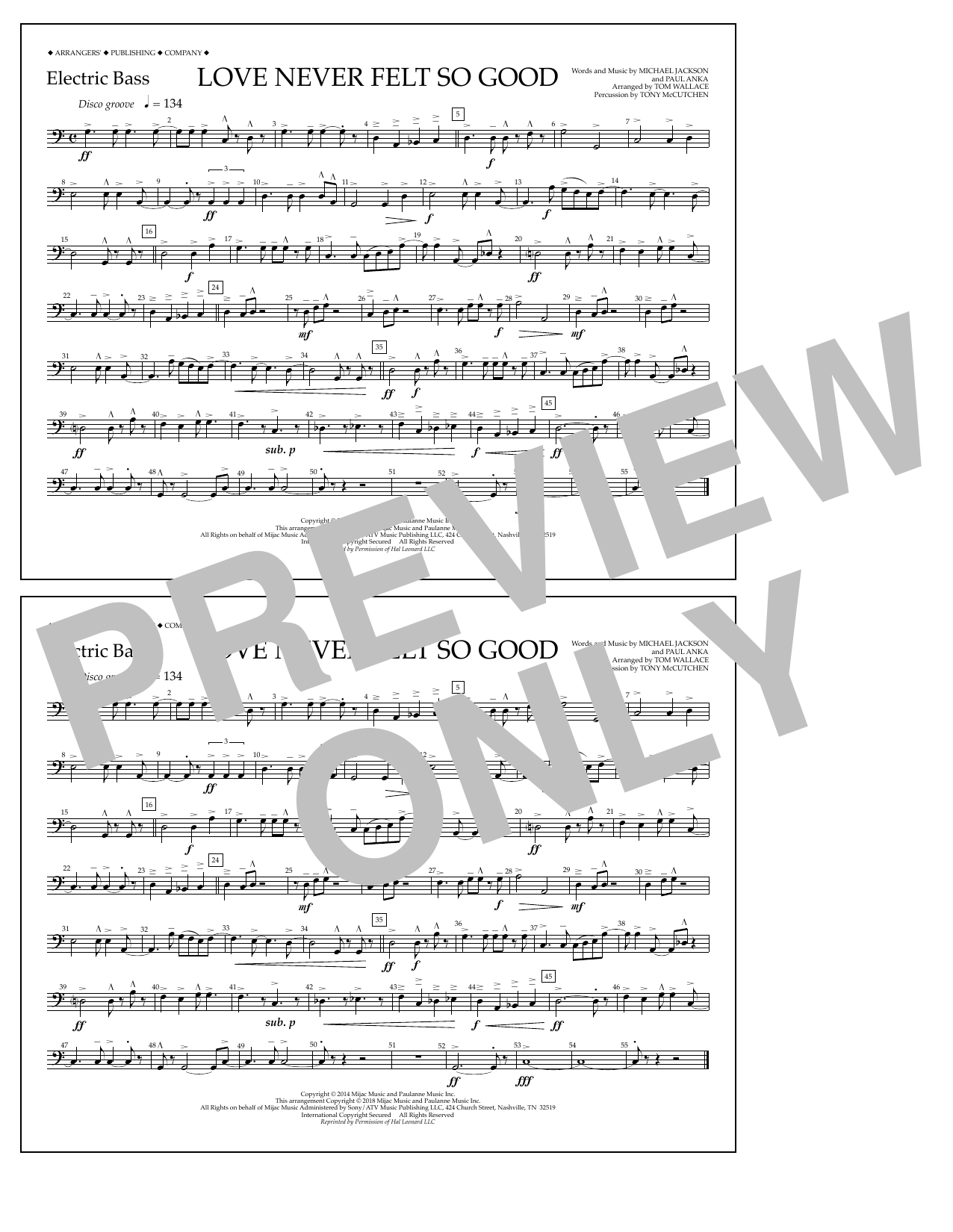 Tom Wallace Love Never Felt So Good - Electric Bass Sheet Music Notes & Chords for Marching Band - Download or Print PDF Tom Wallace Love Never Felt So Good - Electric Bass Sheet Music Notes & Chords for Marching Band - Download or Print PDF