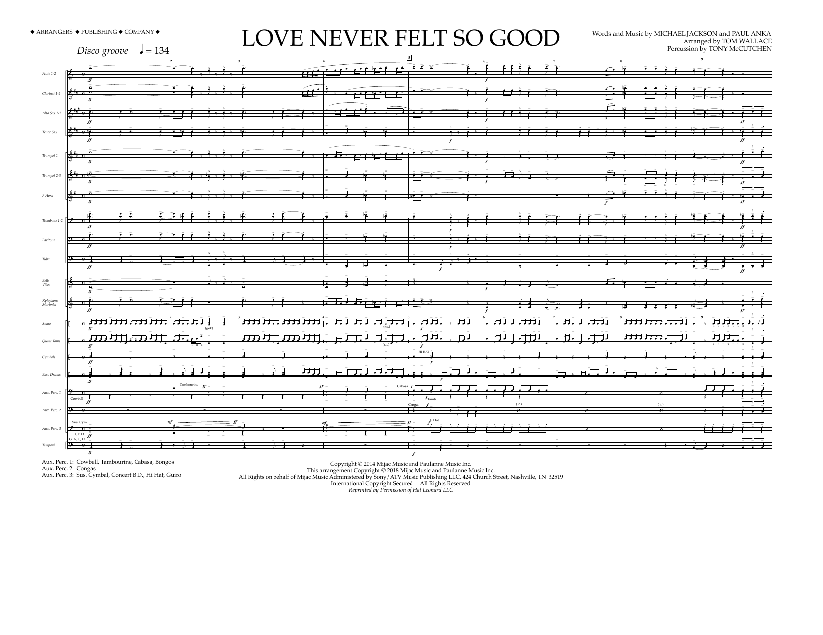 Tom Wallace Love Never Felt So Good - Full Score Sheet Music Notes & Chords for Marching Band - Download or Print PDF