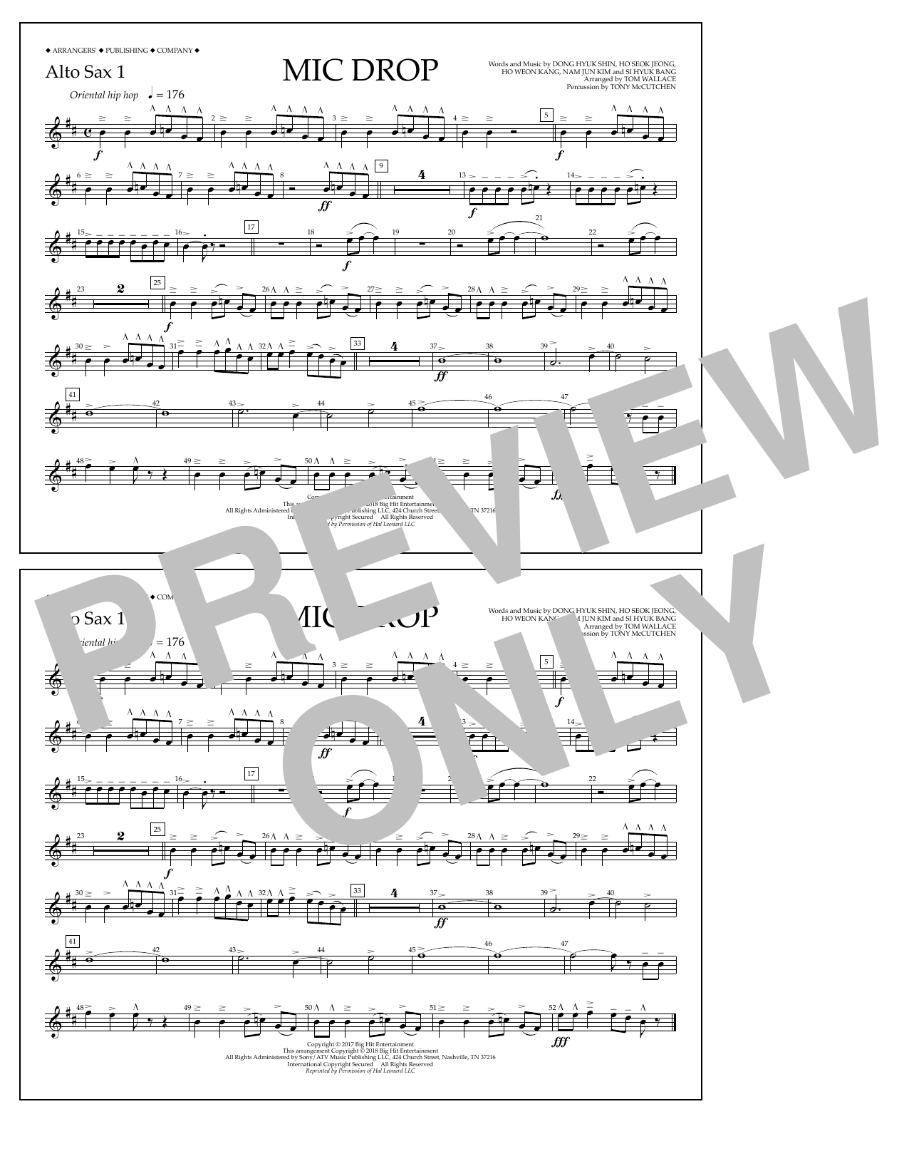 Tom Wallace Mic Drop - Alto Sax 1 Sheet Music Notes & Chords for Marching Band - Download or Print PDF
