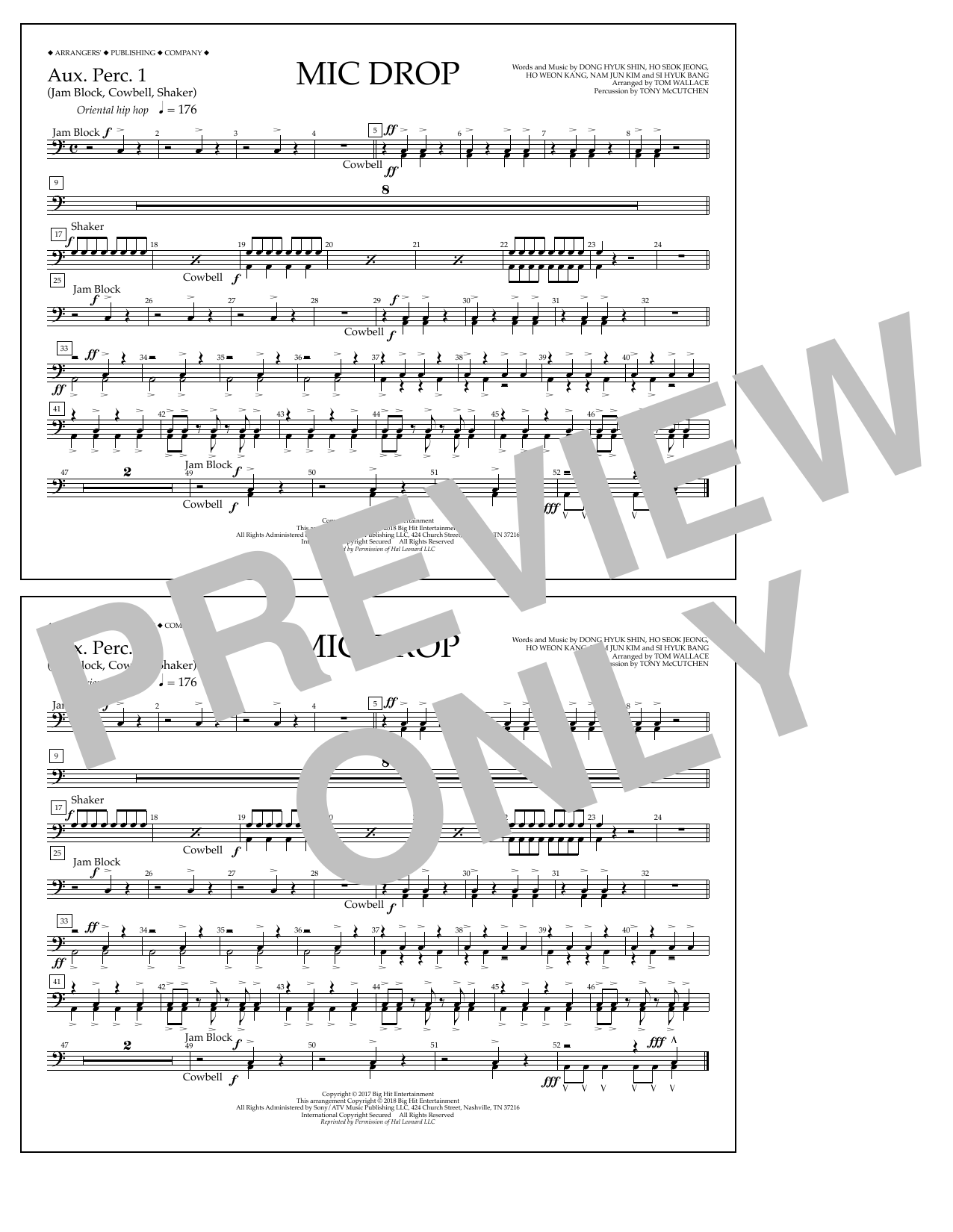 Tom Wallace Mic Drop - Aux. Perc. 1 Sheet Music Notes & Chords for Marching Band - Download or Print PDF