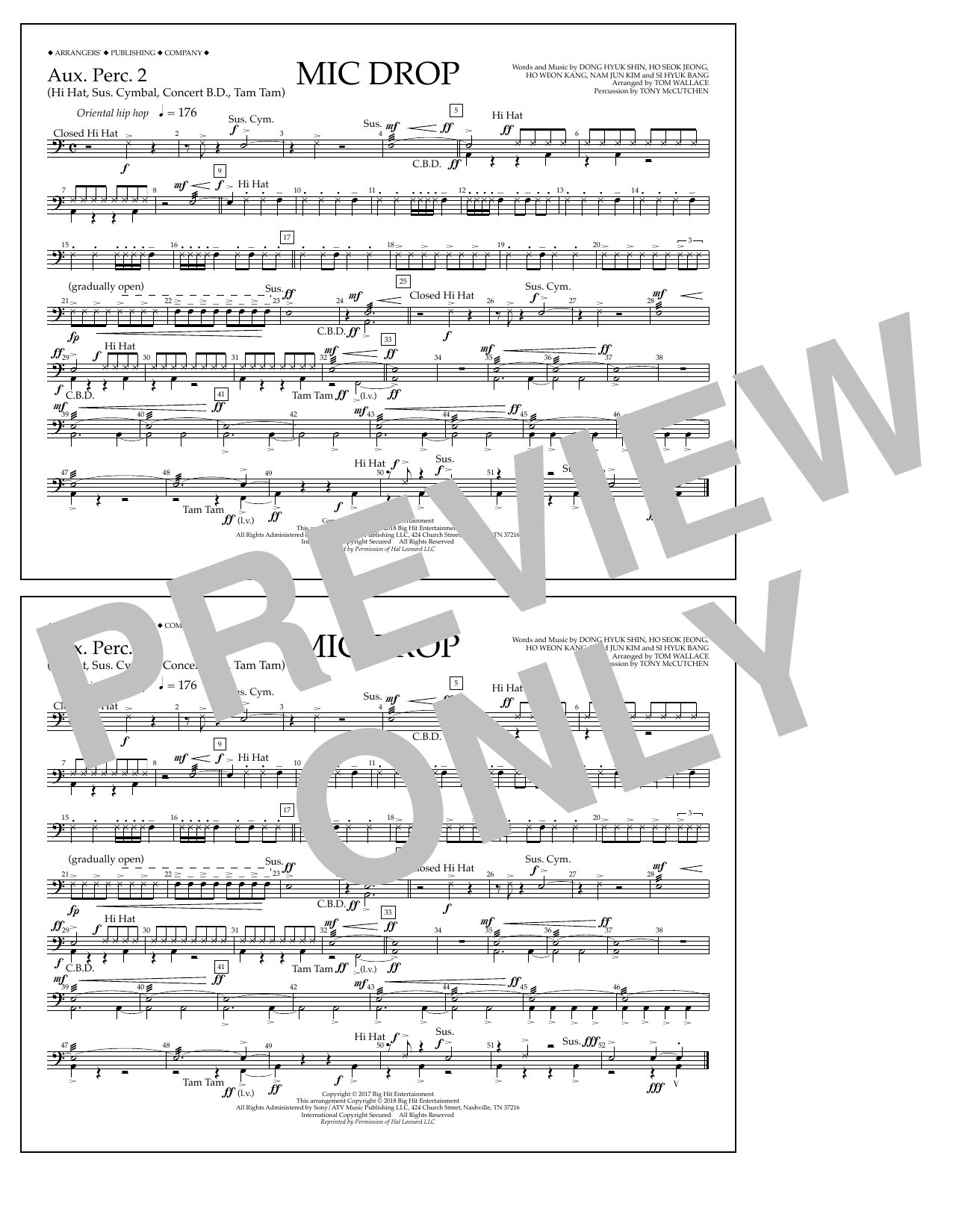 Tom Wallace Mic Drop - Aux. Perc. 2 Sheet Music Notes & Chords for Marching Band - Download or Print PDF