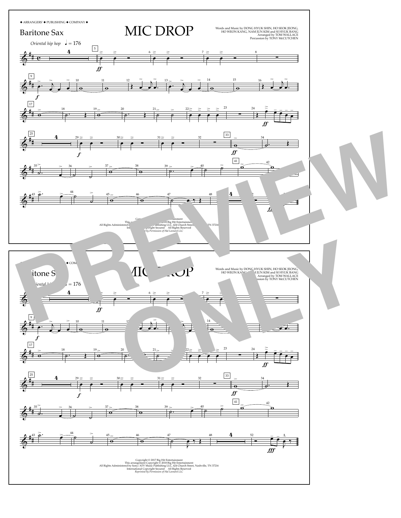 Tom Wallace Mic Drop - Baritone Sax Sheet Music Notes & Chords for Marching Band - Download or Print PDF